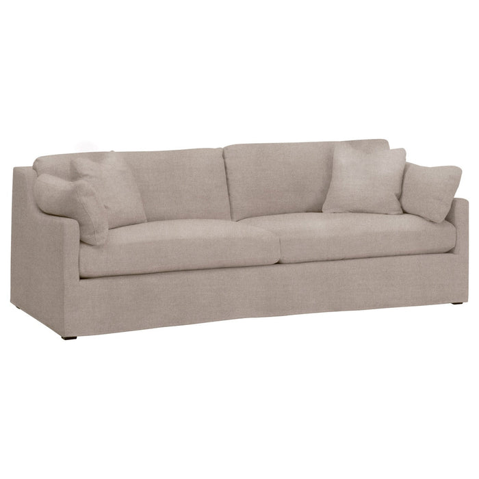 Lena 95" Slope Arm Slipcover Sofa in Performance Latte Micro Boucle, Espresso