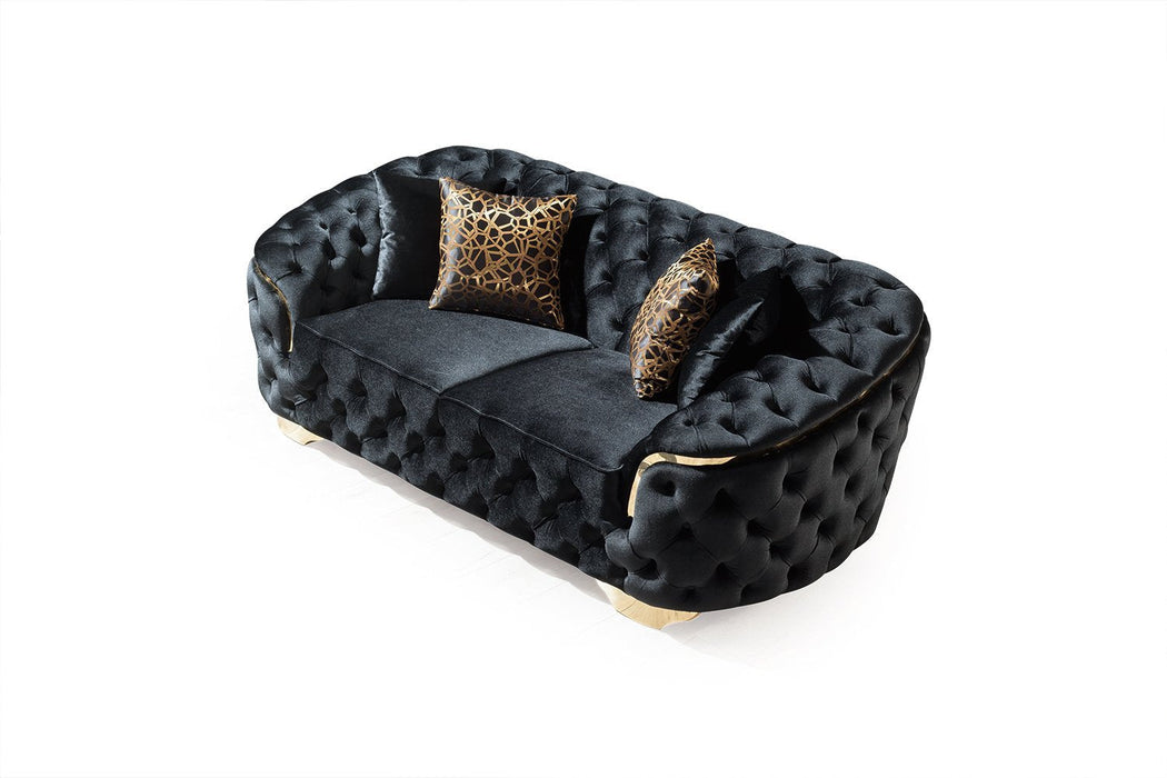 Lupino Black Velvet Living Room Set