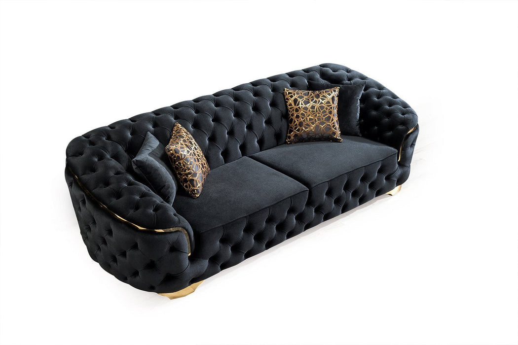 Lupino Black Velvet Living Room Set