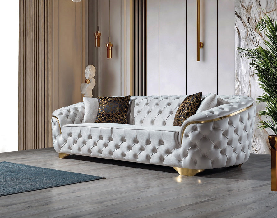 Lupino Ivory Velvet Living Room Set
