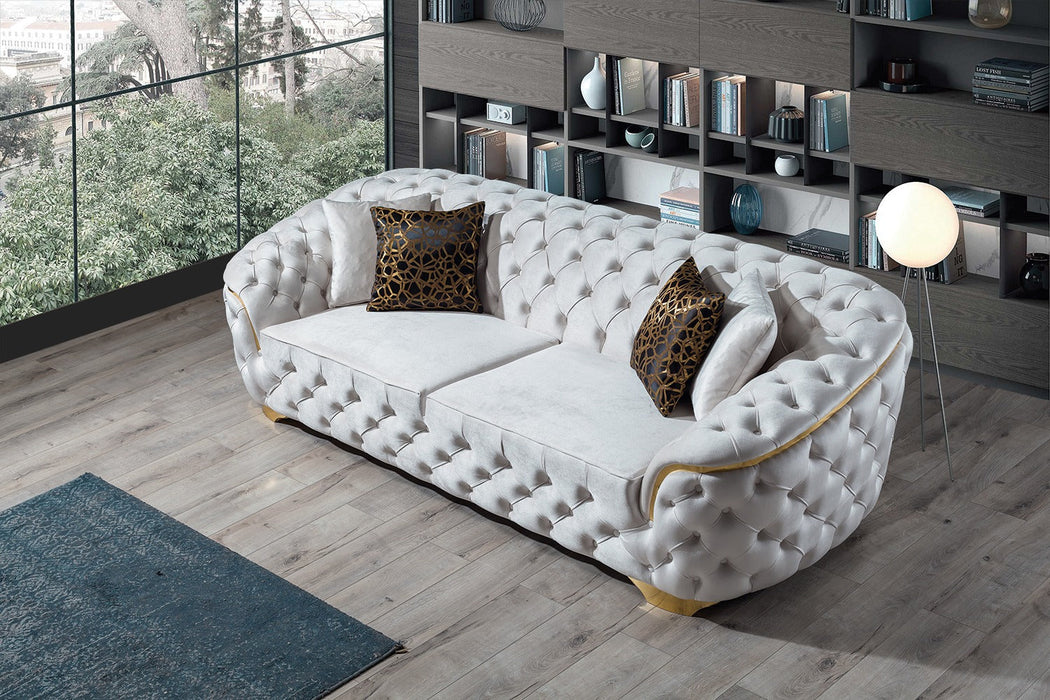 Lupino Ivory Velvet Living Room Set