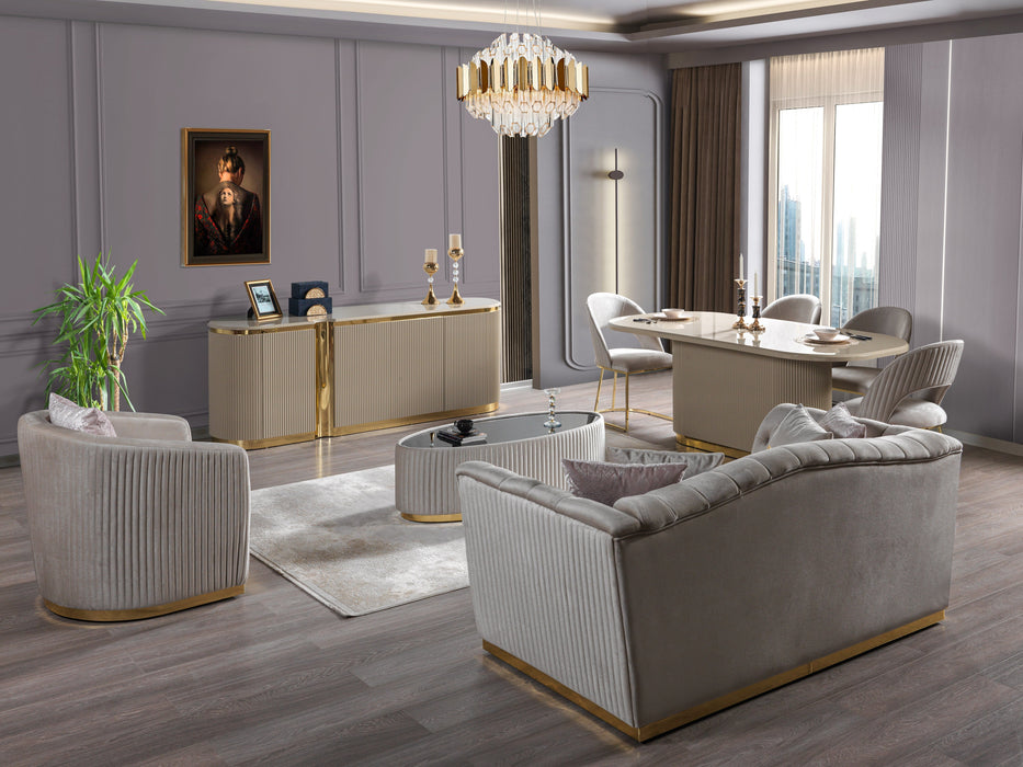 Milena Ivory Velvet Sofa & Loveseat