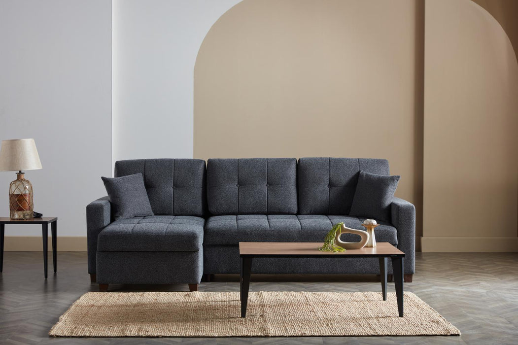 Mocca Dupont Anthracite Storage Sleeper Sofa Chaise
