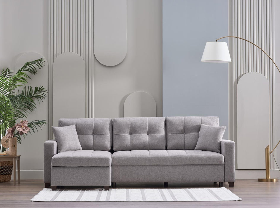 Mocca Dupont Gray Storage Sleeper Sofa Chaise