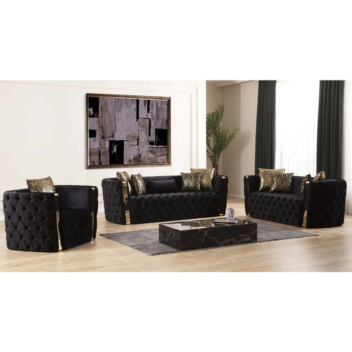 Naomi Living Room Set In Tufted Velvet