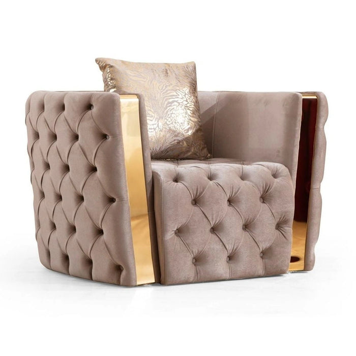 Naomi Living Room Set In Tufted Velvet