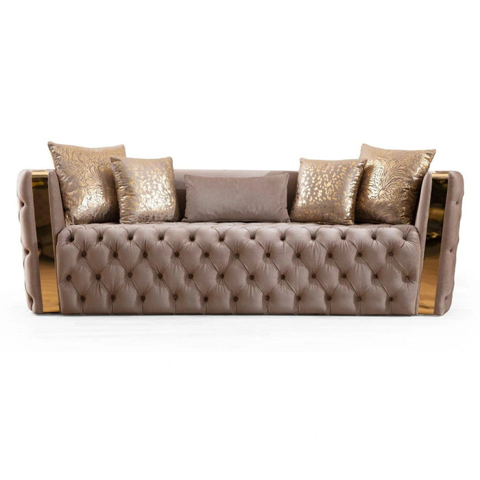 Naomi Tufted Velvet Stationary Sofa