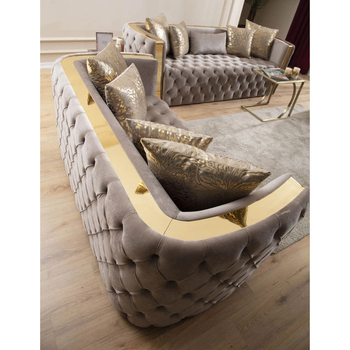 Naomi Tufted Velvet Stationary Sofa