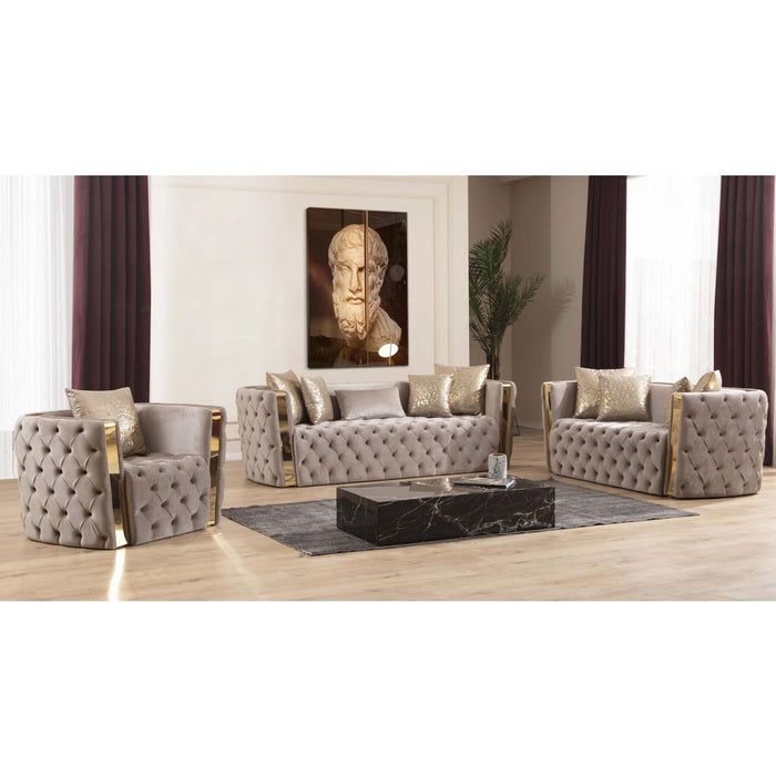 Naomi Tufted Velvet Stationary Sofa