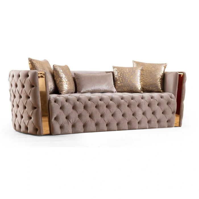 Naomi Tufted Velvet Stationary Sofa
