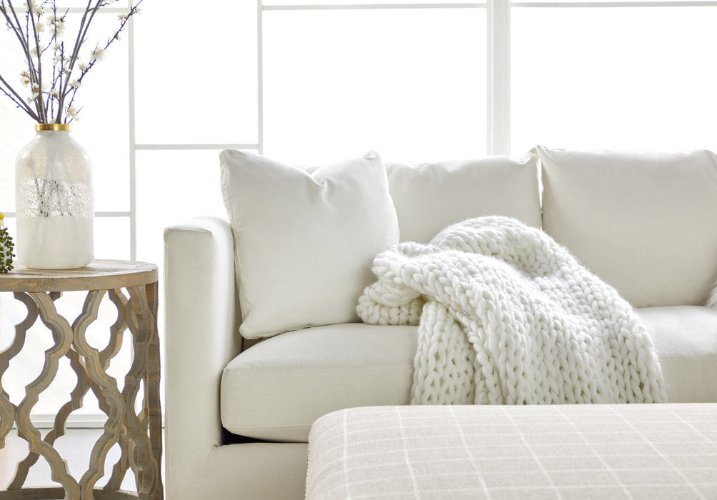 Siena 96" Plinth Base Sofa in Livesmart Machale-Ivory, Natural Gray Oak