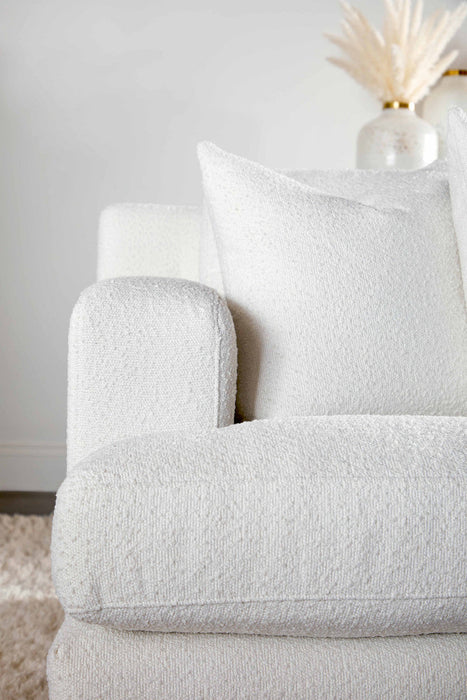 Dean 92" California Casual Sofa in Livesmart Boucle-Snow, Natural Gray Oak