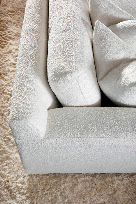 Dean 92" California Casual Sofa in Livesmart Boucle-Snow, Natural Gray Oak