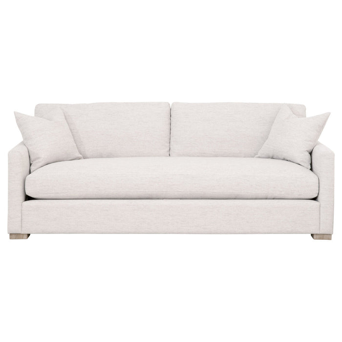Clara 86" Slim Arm Sofa in Performance Stone Basketweave, Natural Gray Oak