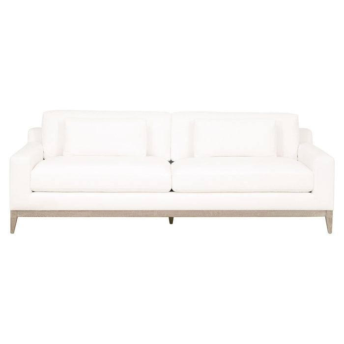 Vienna 96" Track Arm Sofa in Livesmart Peyton-Pearl, Natural Gray Oak