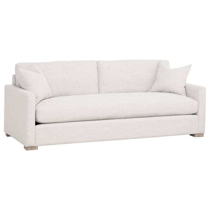 Clara 86" Slim Arm Sofa in Performance Stone Basketweave, Natural Gray Oak