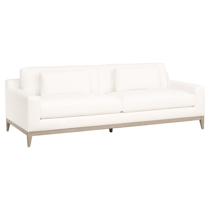 Vienna 96" Track Arm Sofa in Livesmart Peyton-Pearl, Natural Gray Oak