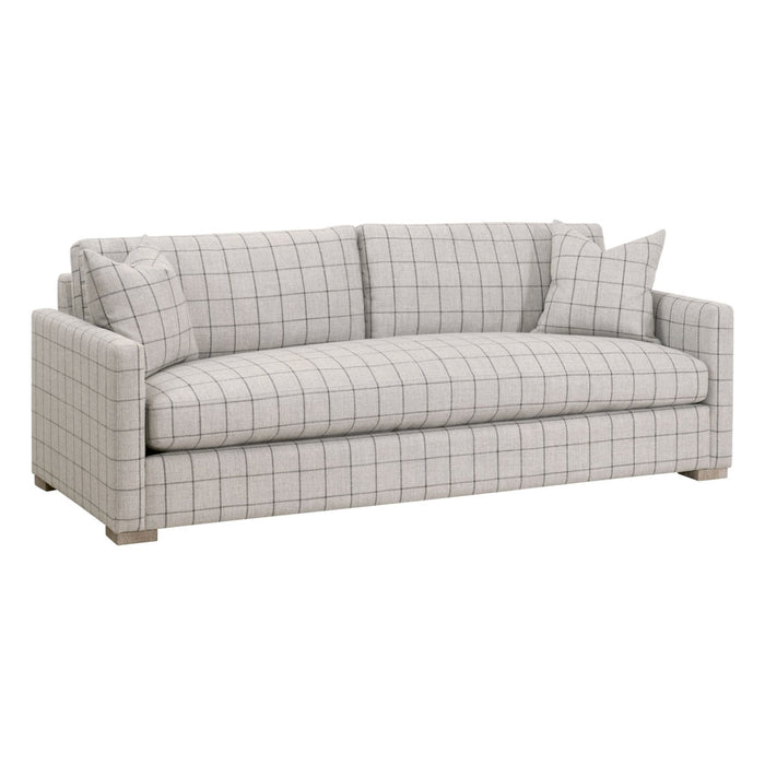 Clara 86" Slim Arm Sofa in Performance Windowpane Cement, Natural Gray Oak