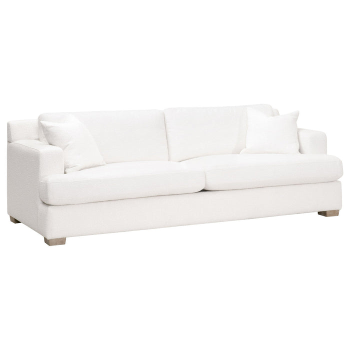 Dean 92" California Casual Sofa in Livesmart Boucle-Snow, Natural Gray Oak