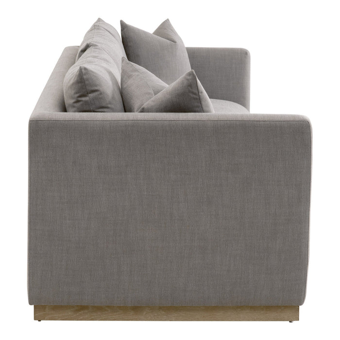 Siena 96" Plinth Base Sofa in Livesmart Paulston-Steel, Natural Gray Oak