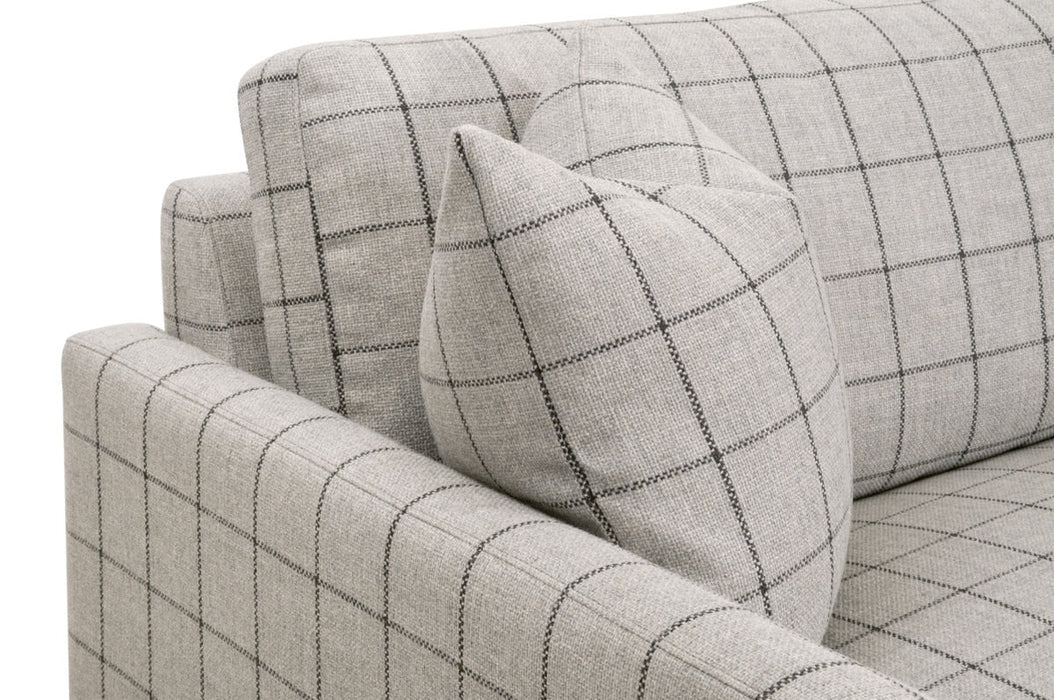 Clara 86" Slim Arm Sofa in Performance Windowpane Cement, Natural Gray Oak