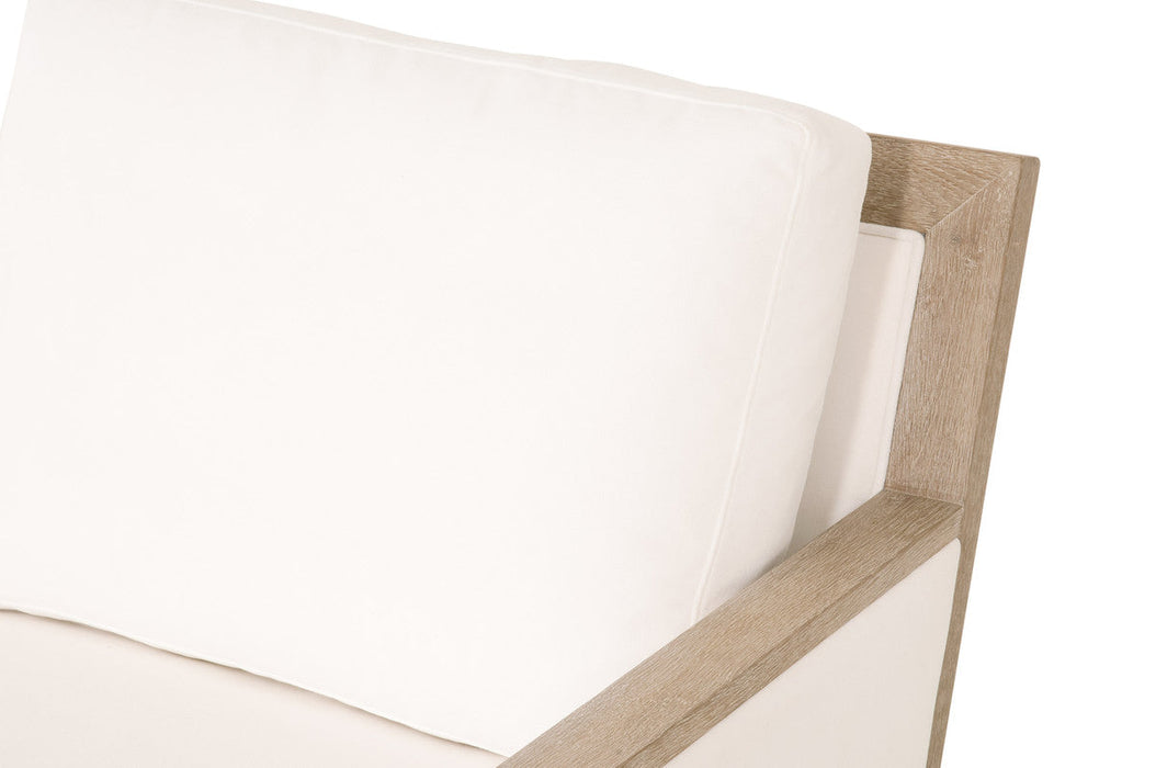 Manhattan 85" Wood Trim Sofa in Livesmart Peyton-Pearl, Natural Gray Oak