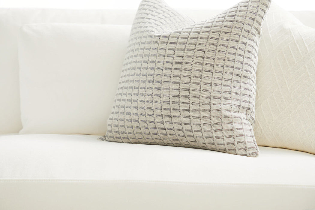 Vienna 96" Track Arm Sofa in Livesmart Peyton-Pearl, Natural Gray Oak