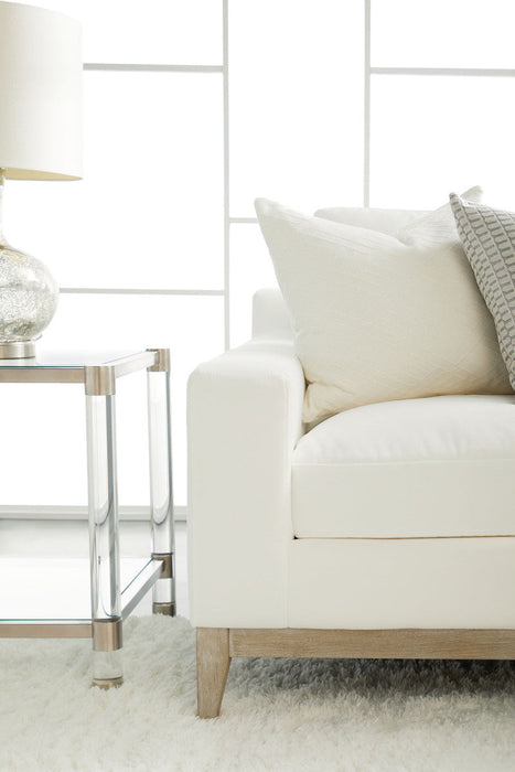 Vienna 96" Track Arm Sofa in Livesmart Peyton-Pearl, Natural Gray Oak