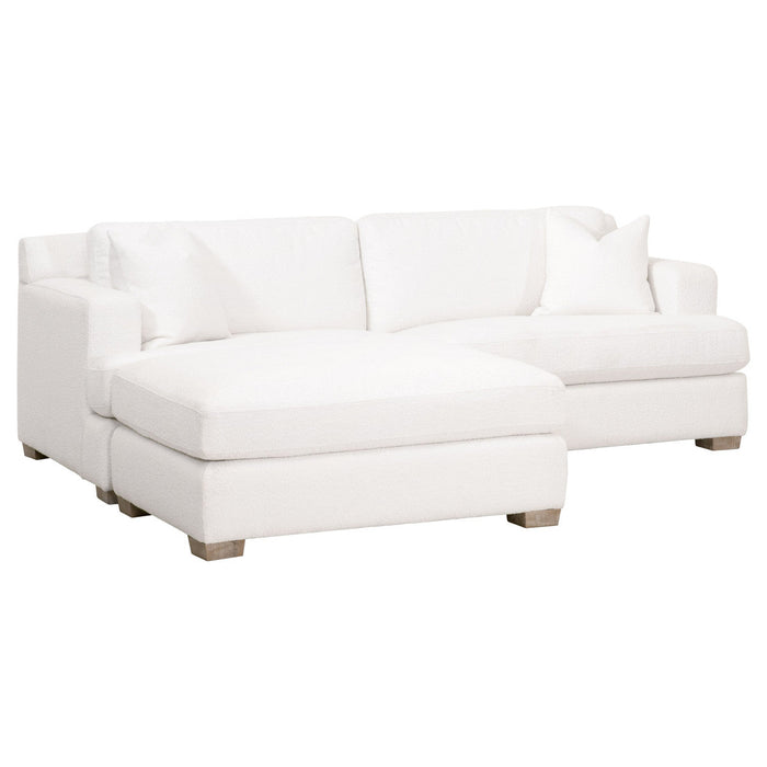 Dean 92" California Casual Sofa in Livesmart Boucle-Snow, Natural Gray Oak