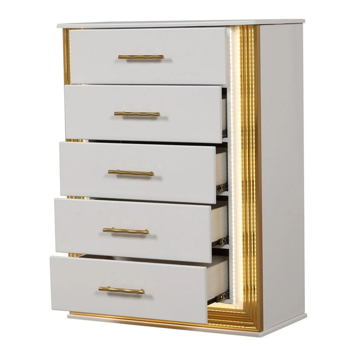 Obsession 5-Drawer Wood Veneer Chest with LED Lighting