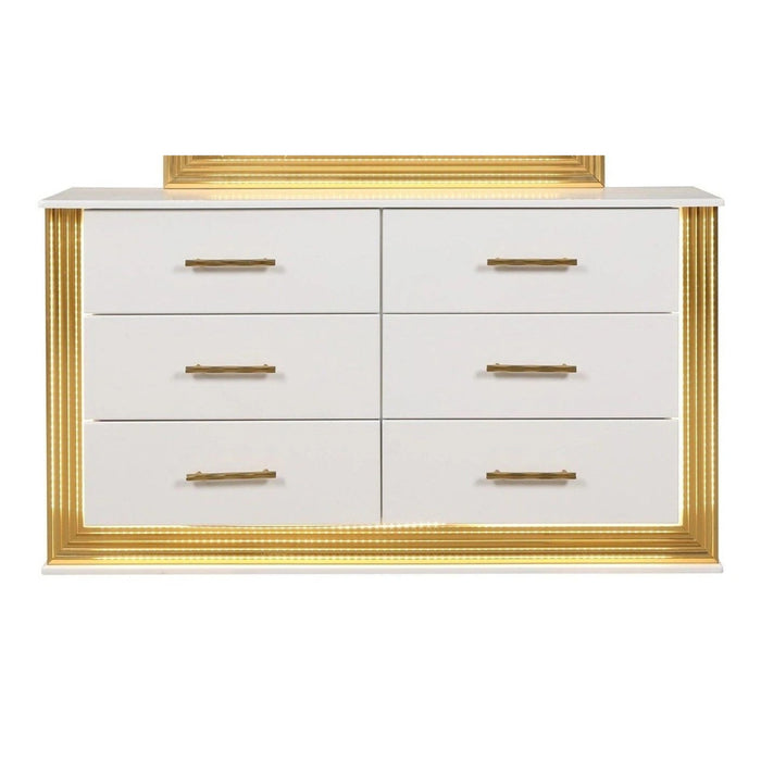 Obsession 6-Drawer Wood Veneer Dresser with LED Lighting