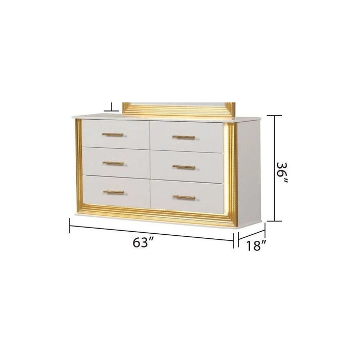 Obsession 6-Drawer Wood Veneer Dresser with LED Lighting