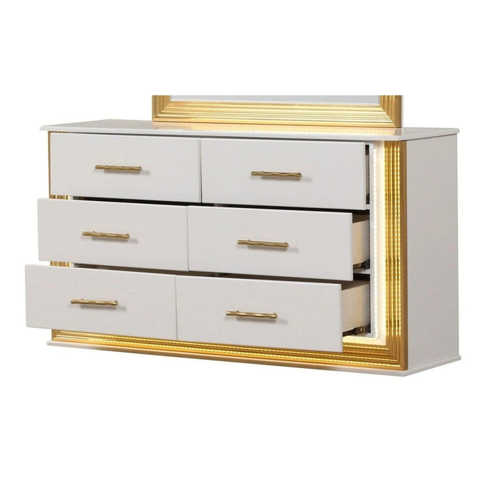 Obsession 6-Drawer Wood Veneer Dresser with LED Lighting