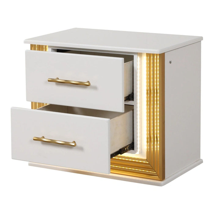 Obsession 2-Drawer Wood Veneer Nightstand with LED Lighting