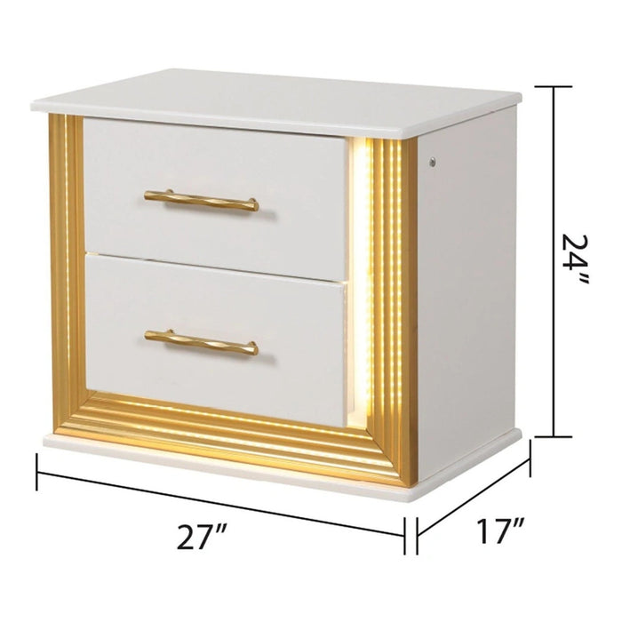 Obsession 2-Drawer Wood Veneer Nightstand with LED Lighting