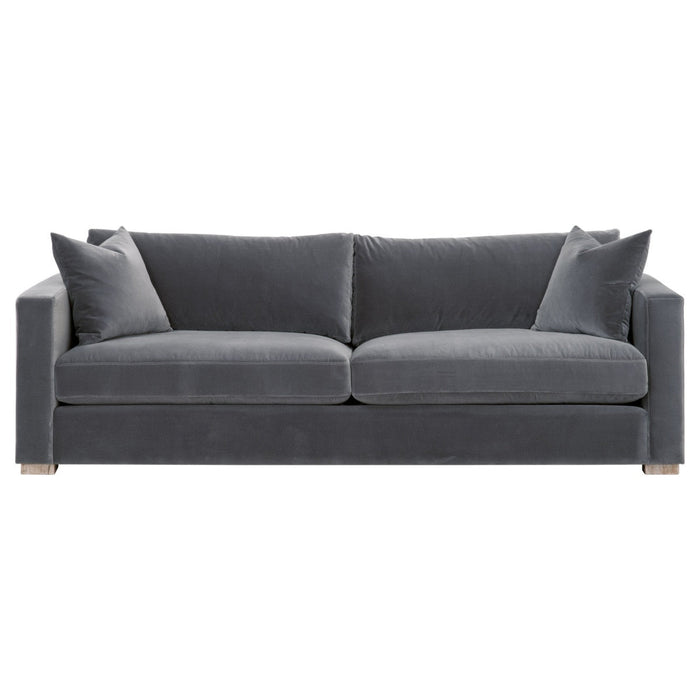 Rocco 96" Sofa in Dark Dove Velvet, Natural Gray Birch