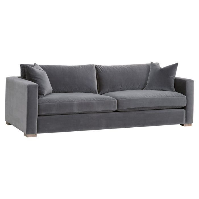 Rocco 96" Sofa in Dark Dove Velvet, Natural Gray Birch