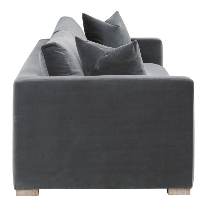 Rocco 96" Sofa in Dark Dove Velvet, Natural Gray Birch