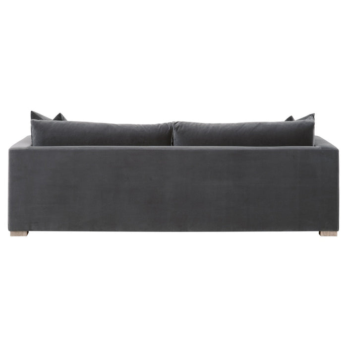 Rocco 96" Sofa in Dark Dove Velvet, Natural Gray Birch