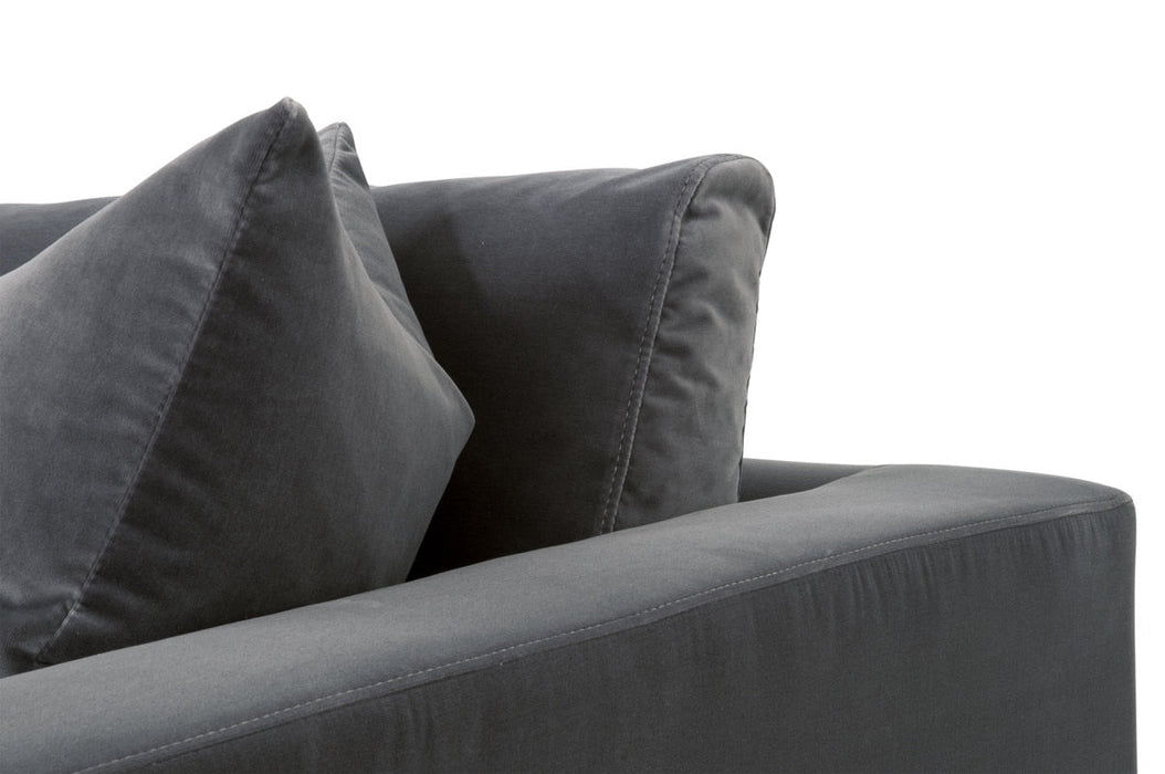 Rocco 96" Sofa in Dark Dove Velvet, Natural Gray Birch