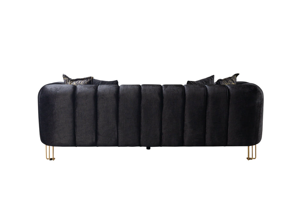 Santana Black Velvet Sofa & Loveseat & Accent Chair (2)