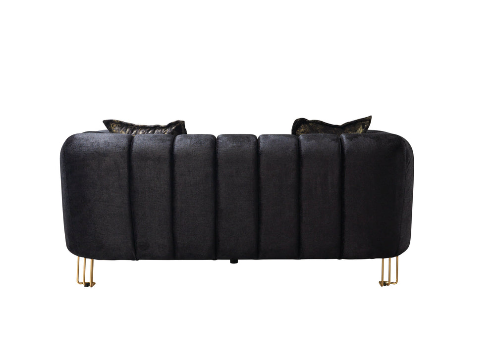 Santana Black Velvet Sofa & Loveseat & Accent Chair (2)