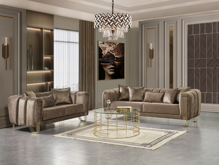 Santana Coffee Velvet Living Room Set