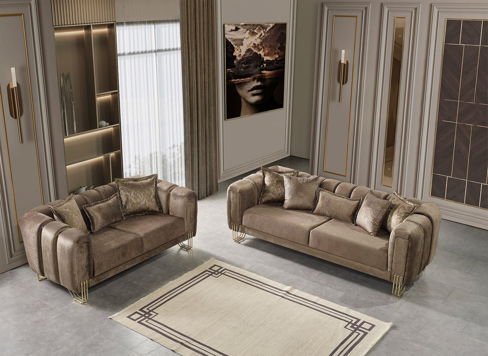 Santana Coffee Velvet Living Room Set