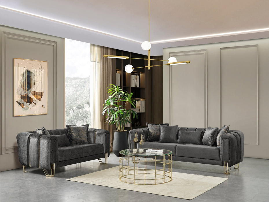 Santana Smoke Velvet Living Room Set
