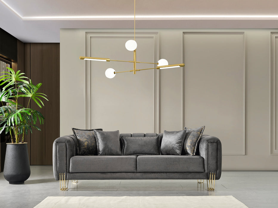 Santana Smoke Velvet Living Room Set