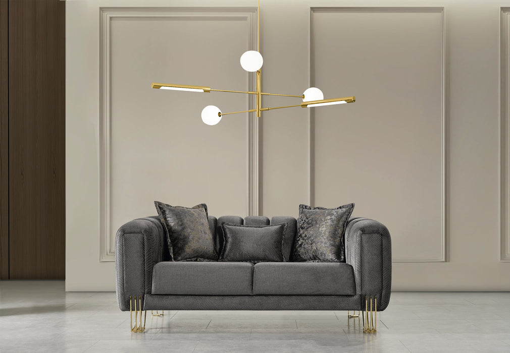 Santana Smoke Velvet Living Room Set