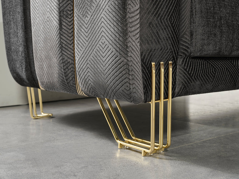 Santana Smoke Velvet Living Room Set