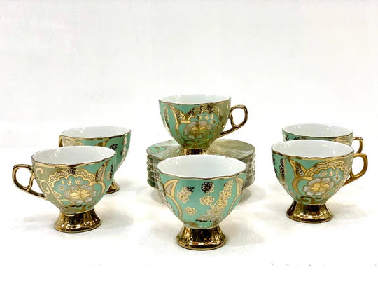 12pc Tea set Green
