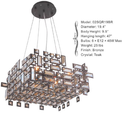 02SQR19BR 19.4" X 9.5" BRONZE ORAN SQUARE - 210000003687